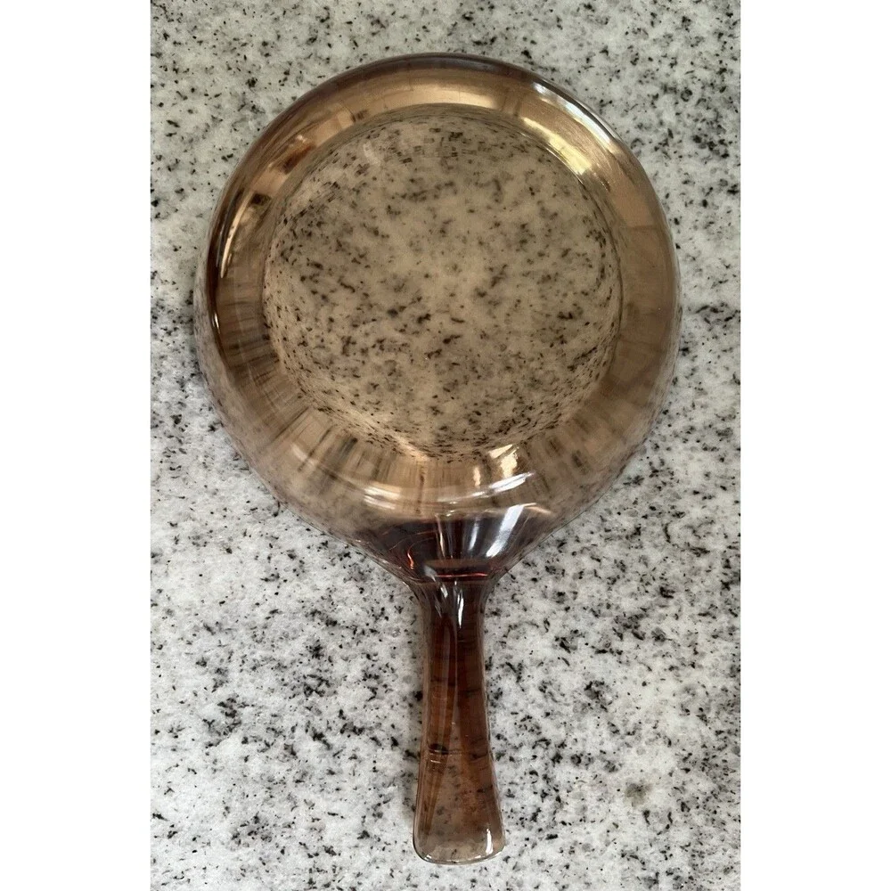 Vintage Corning Visions 0.5L Amber Glass Saucepan Pot Pyrex Lid V-81 USA